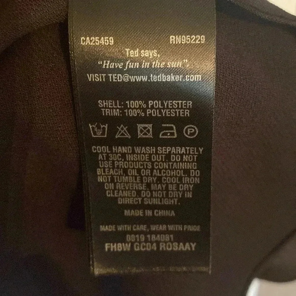 Ted Baker London - black sleeveless deep V tunic/mini dress- size medium - Picture 3 of 6